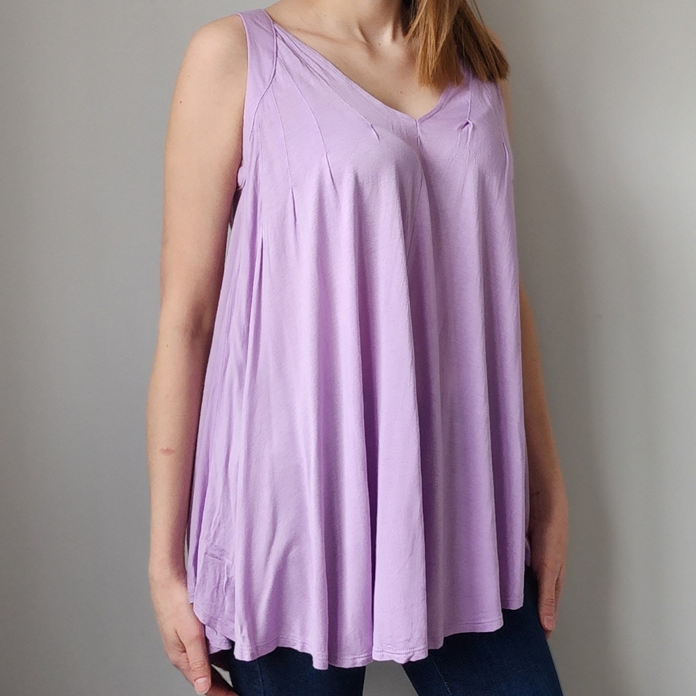 Meadow Rue Lavender Pleated Swing Tunic Tank XS Anthro